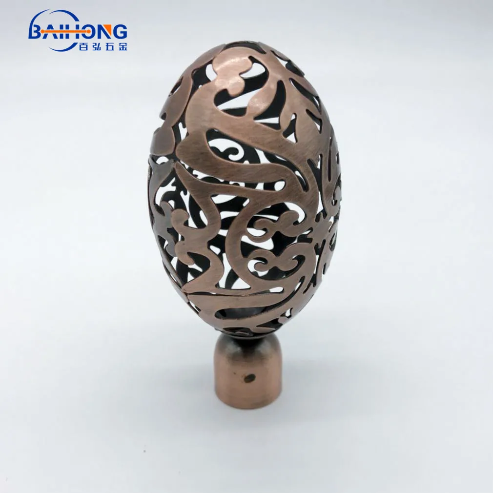 Hollowing Out Copper  Metal Curtain Finials,hot sell curtain pipe end caps
