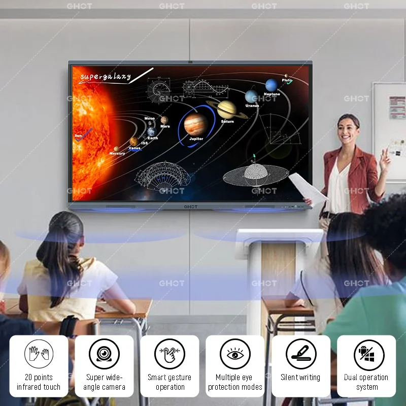 Factory Hot Sell Digital Flat Panel Interactive Boards Display Smart Boards Teaching 75 Inch Interactive Whiteboard For School