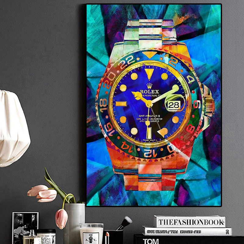 Красочные часы граффити художественная картина плакаты и принты Куадрос настенное искусство для гостиной домашний Декор (без рамки)