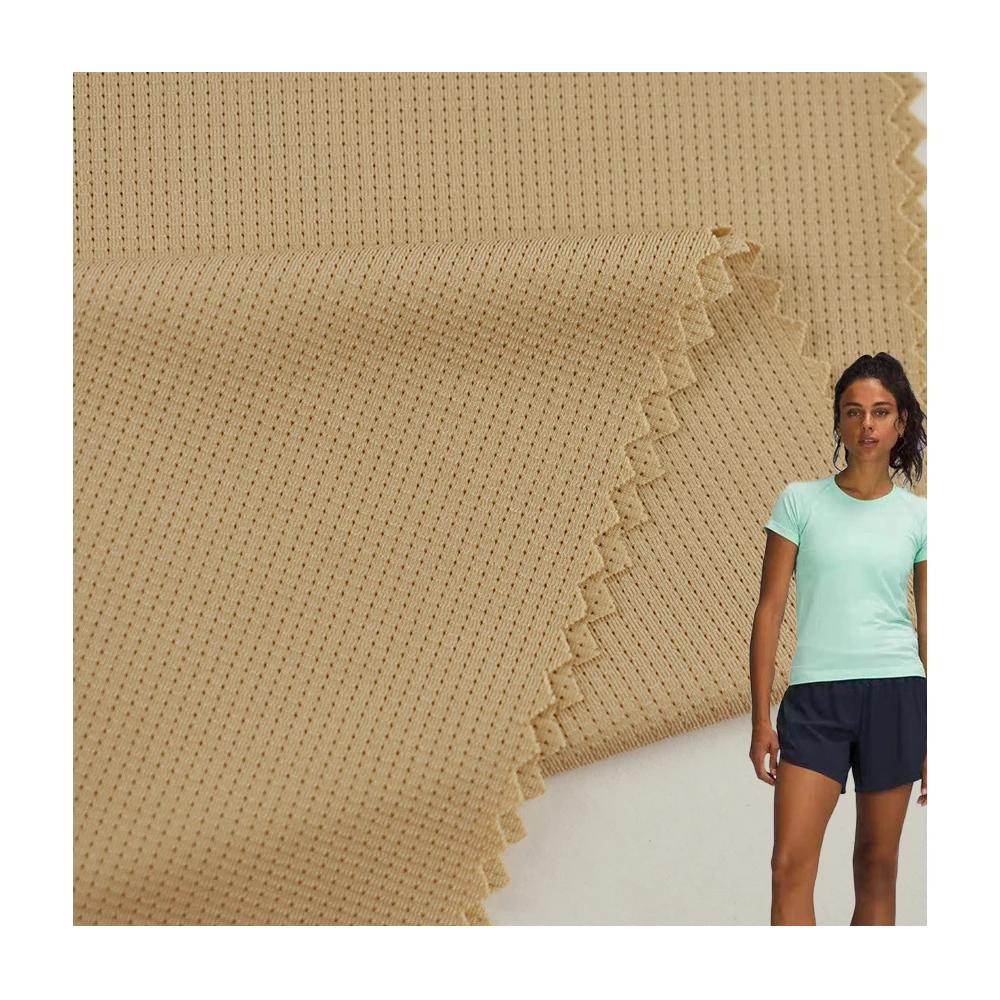 Recycled plastic 160gsm Single jacquard lycra 85 nylon 15 spandex stretch mesh knitted fabric for sportswear