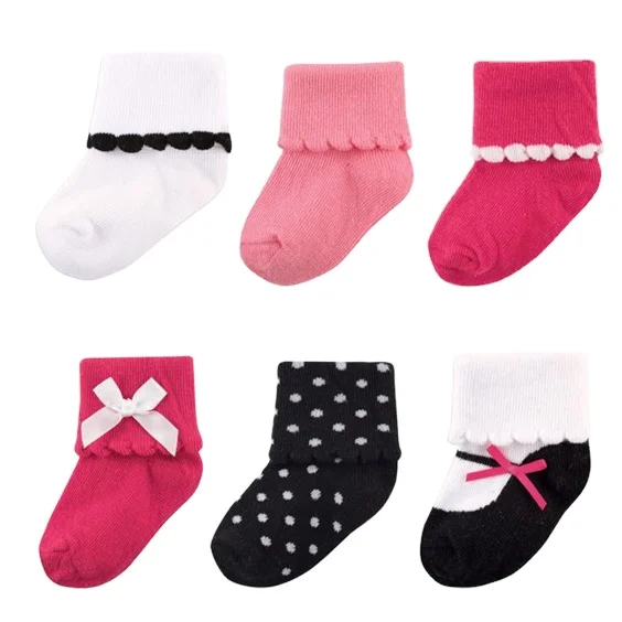 Hot selling seven days newborn baby shoe socks knee high keds cotton socks for week new born baby socks