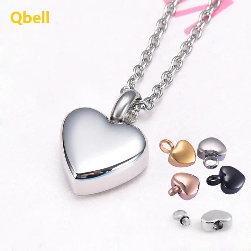Qbellpet Stainless steel large capacity cross heart waterdrop design cremation jewelry ash urn pendant necklaces for pet ashes