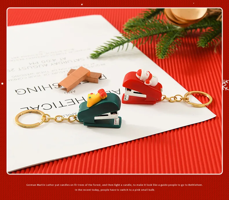 Christmas cartoon mini stapler with key chain
