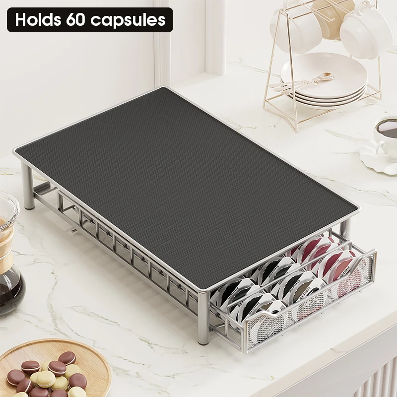 Coffee Pod Capsule Storage Glass Drawer Machine Stand Holder Organizer Rack Holding Tray for Countertop