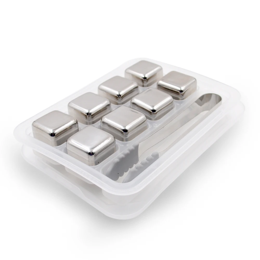 Stainless Steel 8 Pieces Metal Reusable Ice Cubes Chilling Stones Ice Cubes
