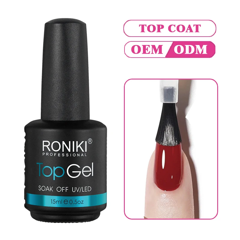 RONIKI no wipe nail top coat best bulk wholesale private label nail uv gel non yellow durable antifouling gel polish