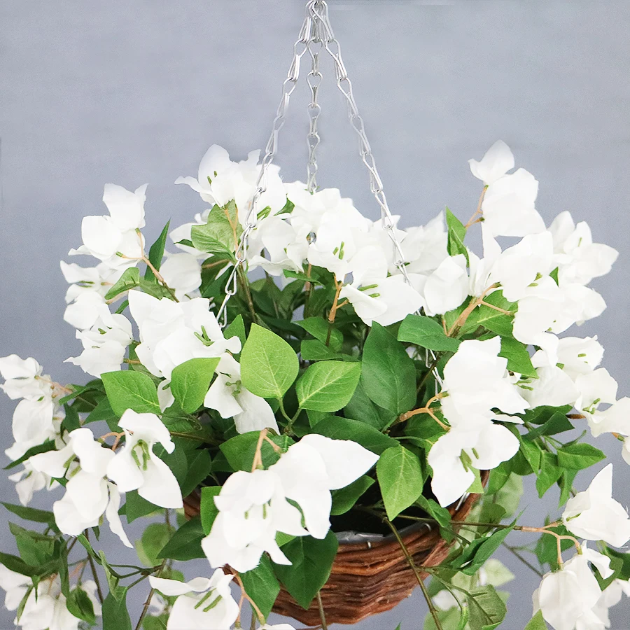 Artificial bougainvillea flowers hanging with basket arrangement