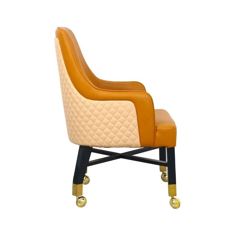 Bar Chair Luxury VIP Baccarat Comfortable Armchair Padded Seat Embroidery Logo Adjustable Poker Gaming Casino Chair With Rolls