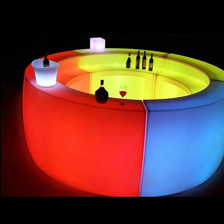 
Modern Round Bar Counter Designs Bar Furniture Recarhable RGB Glowing LED Round Bar Counter 