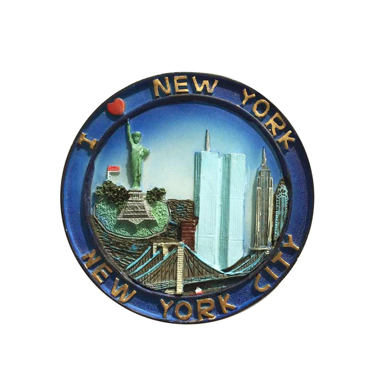 New York Tourism Memorial Crafts Resin 3D Painted Magnet Refrigerator Sticker Broadway Statue of Liberty souvenir