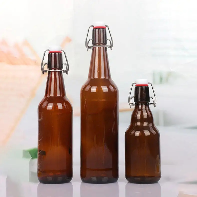Swing Top Clear Glass Brewing Bottles 60ml 150ml 250ml 500ml 750ml 1000ml Capacities Beverage Screen Printing Surface Handling