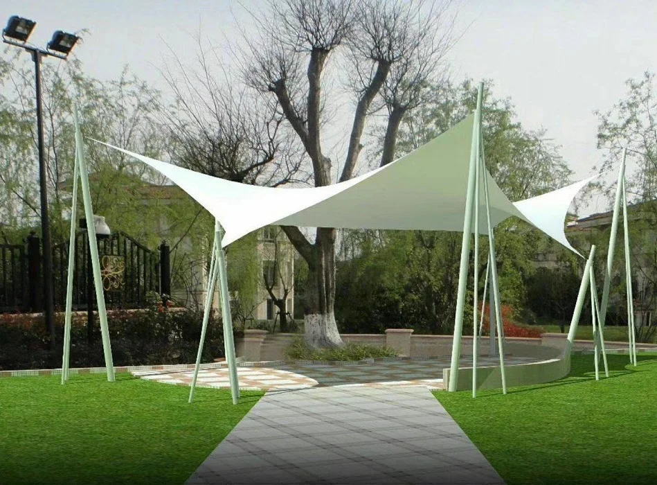 Airport outdoor embrane structure building PTFE PVC transparent tensile membrane canopy tipi tent for a hotel rooms