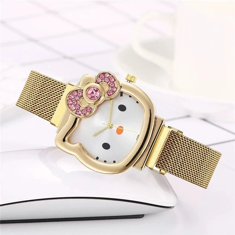 Hifive Fashion Cartoon Hello kitty Children Watch Quartz Bracelet Watches Magnet Buckle Strap Kid Wristwatch Girl Gift Relogio