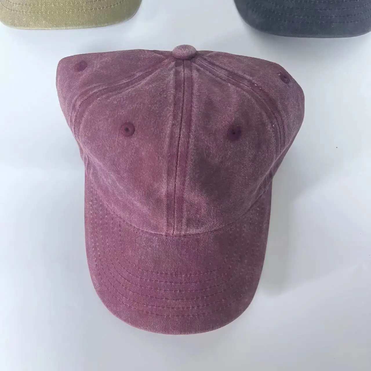 Custom logo metal buckle snapback sports caps vintage style acid distressed washed cotton dad hat unstructured baseball cap
