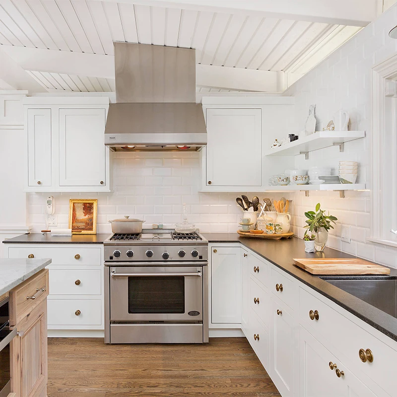 Classic integrated solid wooden kitchen cabinet designs modern luxury usa rta white shaker style modular wood kitchen cabinets