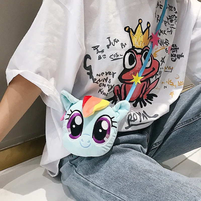 
Women Girls Winter Cartoon Toy Design hippopotamus Plush Faux Fur Messenger Strap Shoulder Bags plush Messenger Bag 