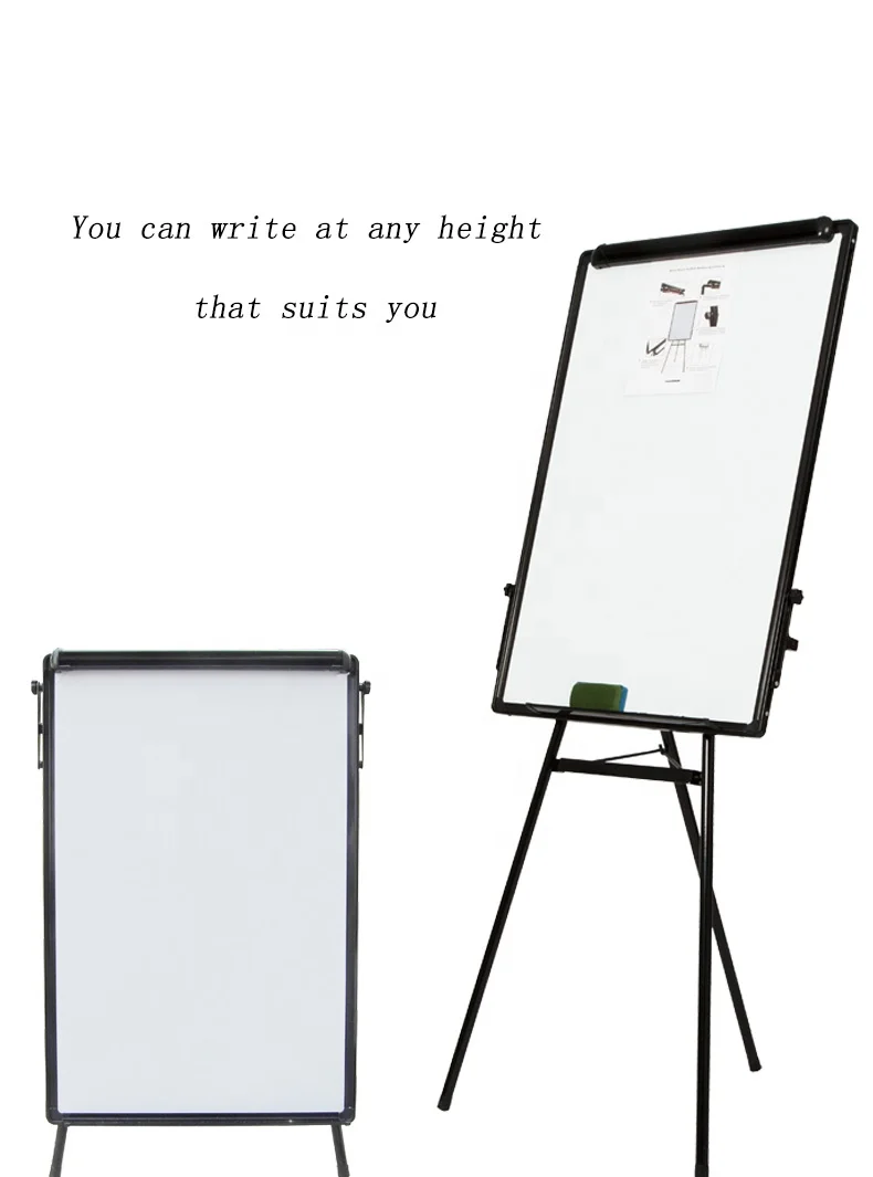 Aluminum frame flip charts whiteboard tripod adjustable height write board for home office supplier