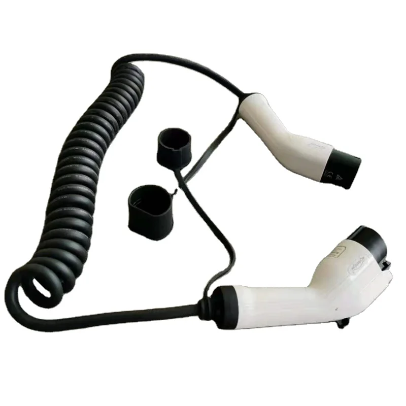 16A Mono Phase 220V 3.6KW Type 1 to Type 2 EV Charging coiled Cable 5 meters