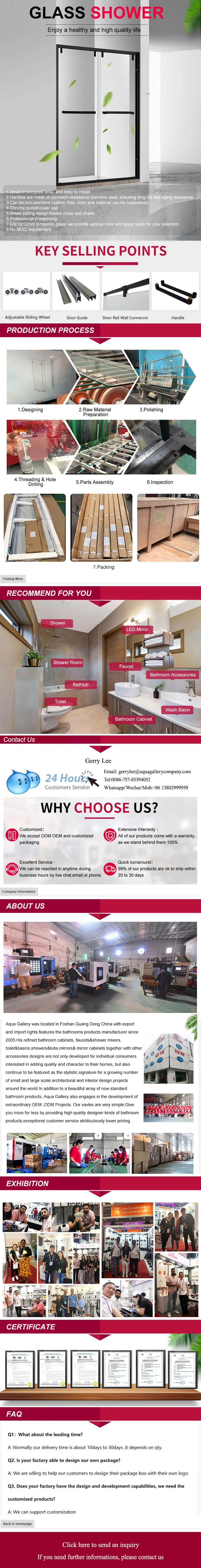 Contemporary Project Hot Sale Matt Black Finish Stainless Steel Frame Tempered Glass Simple Bath Shower Room