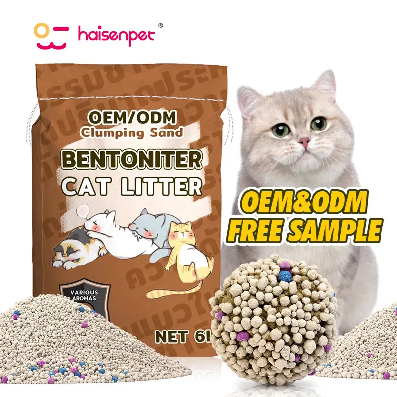 Arena Para Gatos Dust-free 100% Natural Sodium Cat Sand Lavender Scent Lock Strong Caked Bentonite Cat Litter Sand