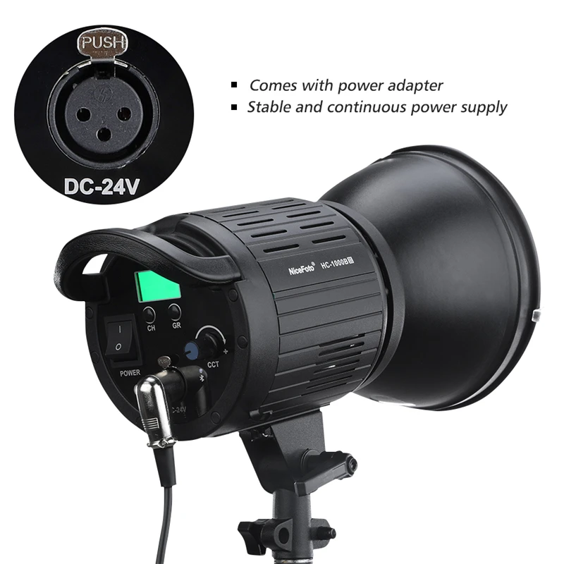 NiceFoto HC-1000B II 100W LCD Display 3200K/5600K CRI95+ APP Remote Control Photography LED Video Light Lamp with Color Filters