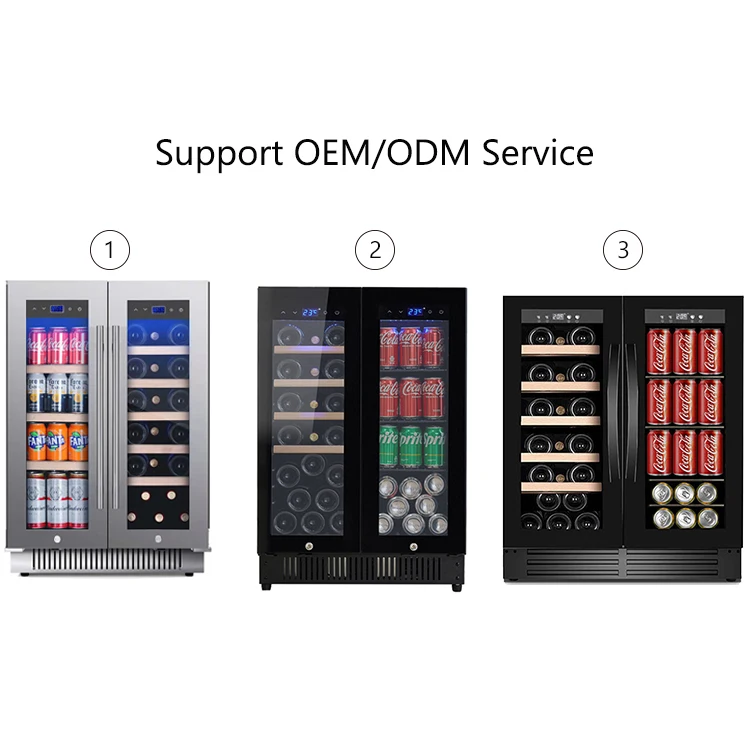 Factory sale compressor double glass door small beverage cooler refrigerator