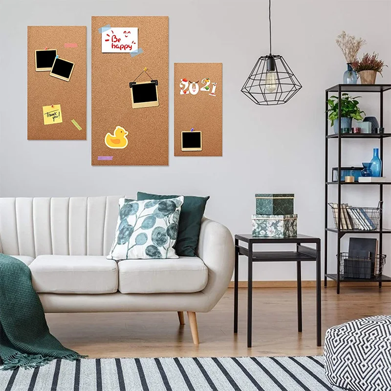 Factory Wholesale custom 30*30cm Small Self Adhesive Cork Bulletin Board Pin Black wall maounted notice
