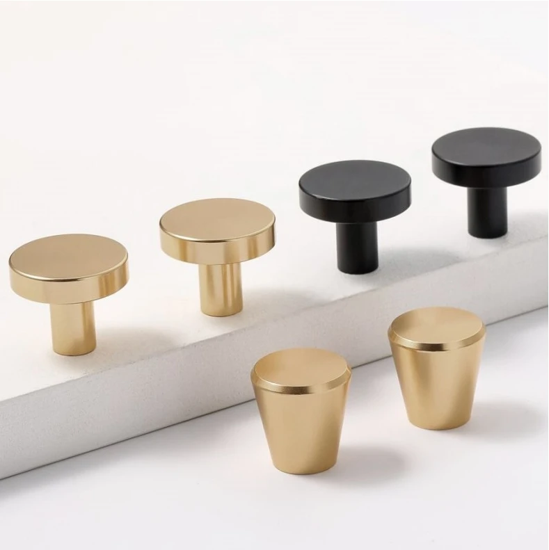 Wholesale Custom 20mm Dia Golden Solid Aluminum Mushroom Kitchen Cabinet Drawer Furniture Knob Handles for Cupboard Wardrobe