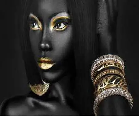 Black Women Golden Liquid Canvas Print Poster Large Size Modern Wall Art Pictures