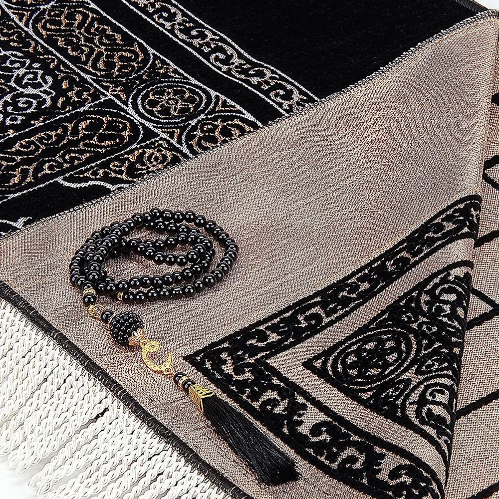 High Quality Quilted sajadah muslim prayer rug  velvet chenille islam comfortable prayer mat