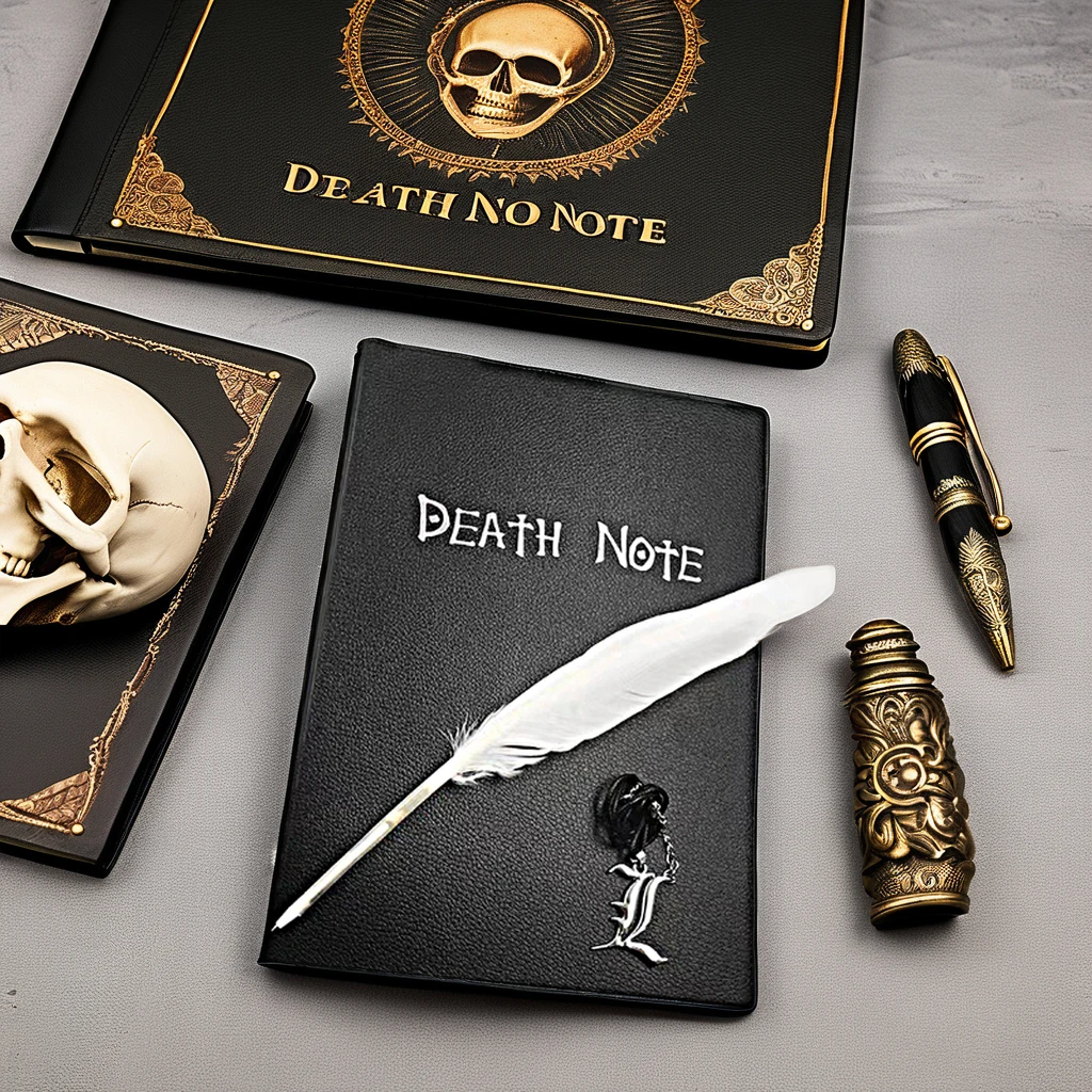 Wholesale Anime School Notebooks Pu Cover Death Notebook Mangas With Quill Pen And Death Necklace Custom Black Journal
