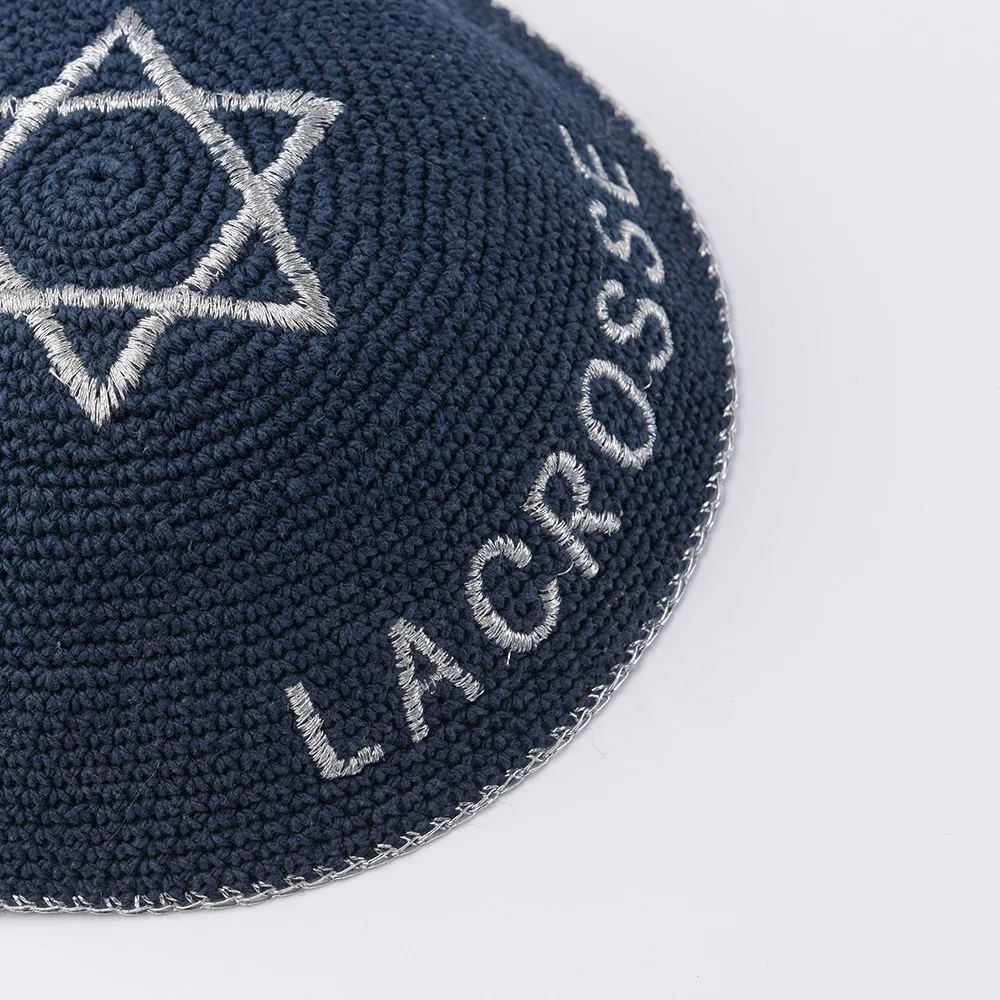  Заводской темно-синий Kippah. Вязаный крючком Kippah ручной работы 100% хлопок вязаный черный крючок Yarmulke