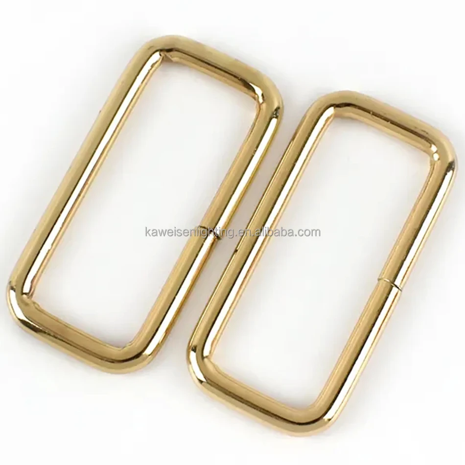 Square Ring Buckle For Webbing Garment Gold Hanging-plating 50mm Handbag Hardware Accessories Backpack Bag Strap Connector Clasp