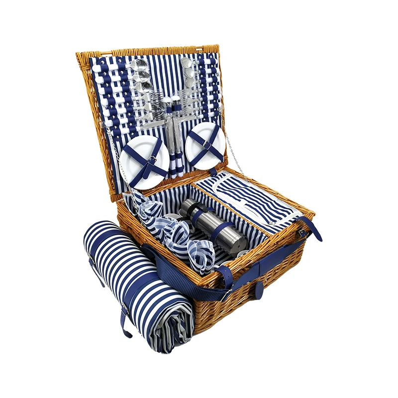 Willow Hot Selling 6 Person Picnic Basket Food Wicker Picnic Basket