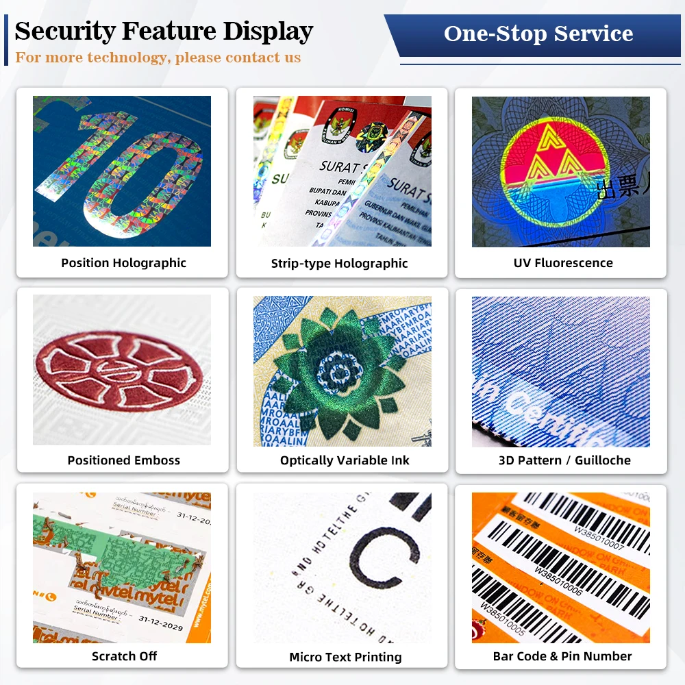 Secure Luxury Gift Voucher Coupons Security Printing Vouchers Ticket With Custom Hologram LOGO For Business Anti-counterfeit