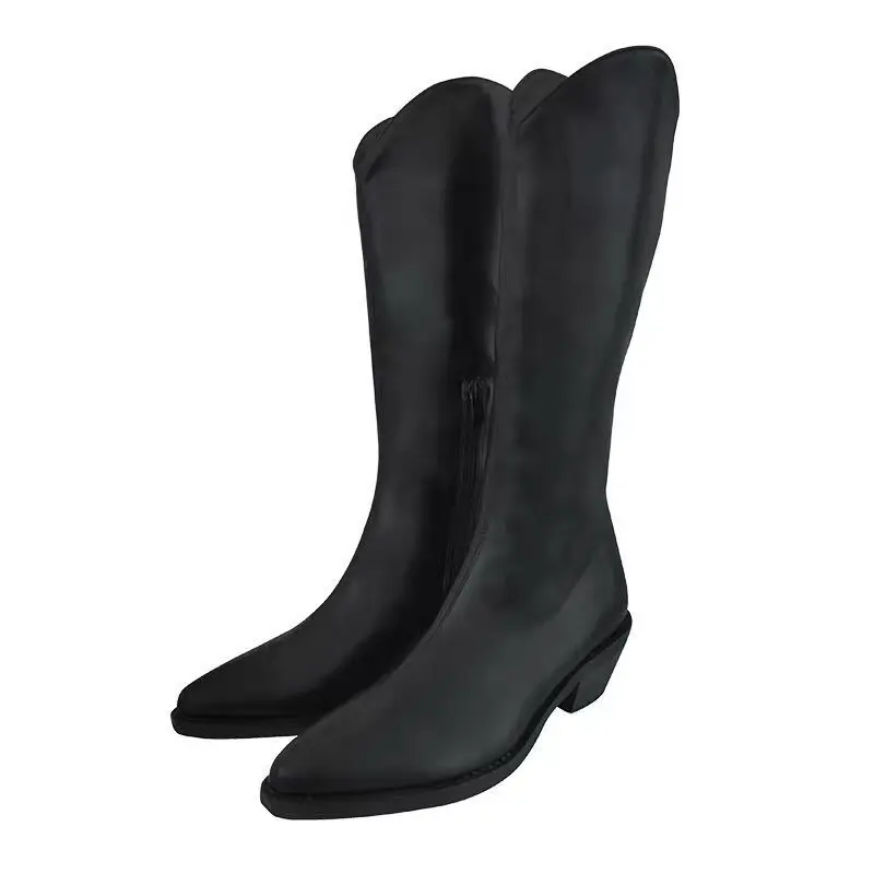 Classic Women Boots Fashion Mid-calf Boots High Quality Autumn Winter Leather Shoes Ladies Martin Boot