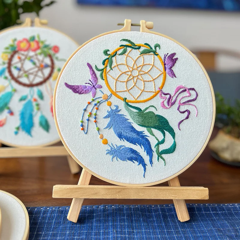 Dream Catcher Leather Stamped Embroidery Starter Cross Stitch Kits for Adults Kids
