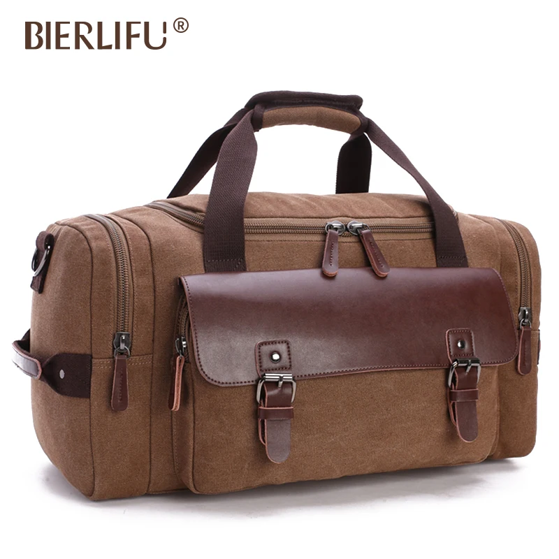 High quality weekend bags Vegan Pure Color cotton canvas bags under seat Portable Sports travel gym duffel bag