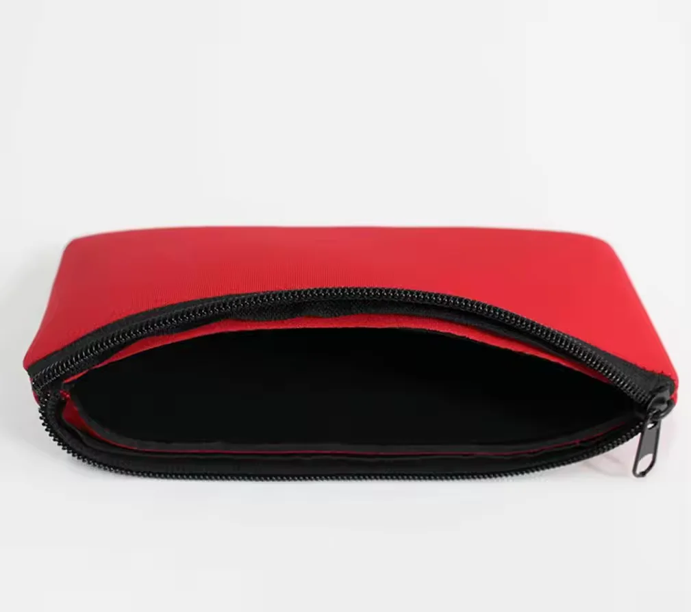 Custom Embossed eco Zipper Pouch Jelly Strap Cosmetic Pouch Neoprene Travel Toiletry Makeup Pencil Pen Bag Factory