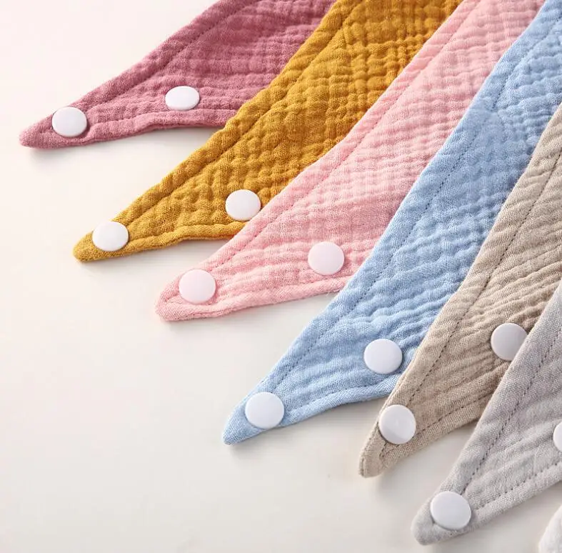 Wholesale  Organic Natural Cotton Baby Bib High Quality Custom Muslin Baby Bandana Bibs Infant Drool Bib with Snaps