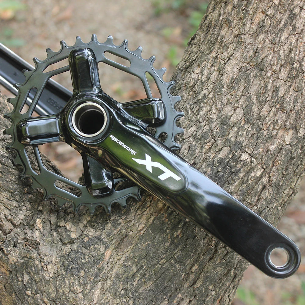 RACEWORK XT MTB Bike Crankset 104BCD Aluminum Alloy With Bottom Bicycle Cranks Chain Ring Crank Bike Accessories 170mm 175mm