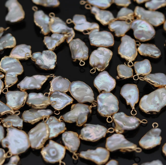 
Top encrusted fresh water loose pearl Baroque irregular gold-plated single ring different shape to choose 