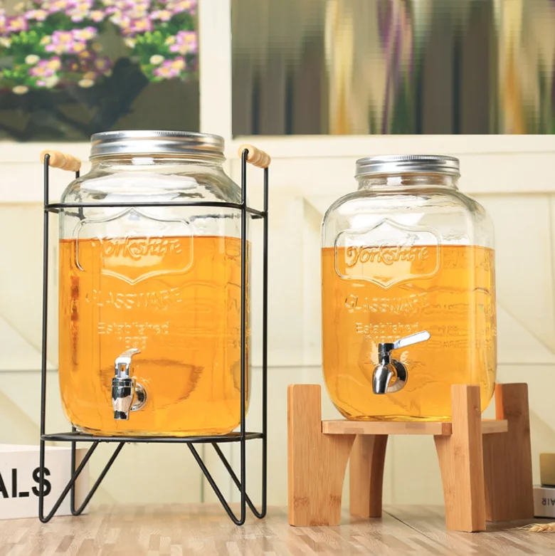 5L 8L beverages fruit juice glass jar bottle with the tap