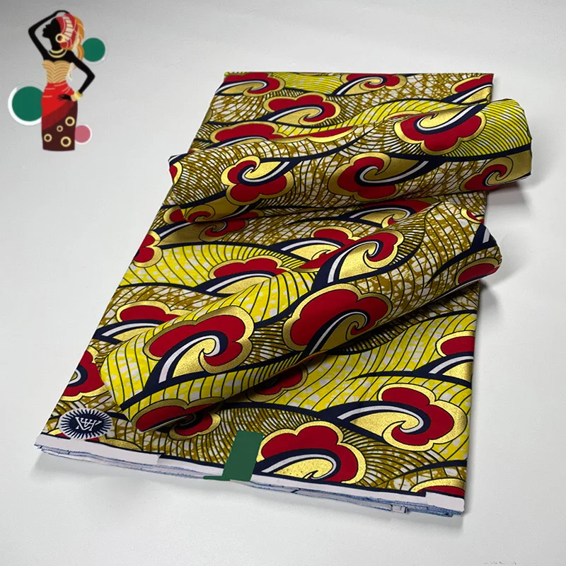 
Best Sale Custom Gold Silk Sequin Veritable Cotton Fabric African Wax Print  (62258571049)