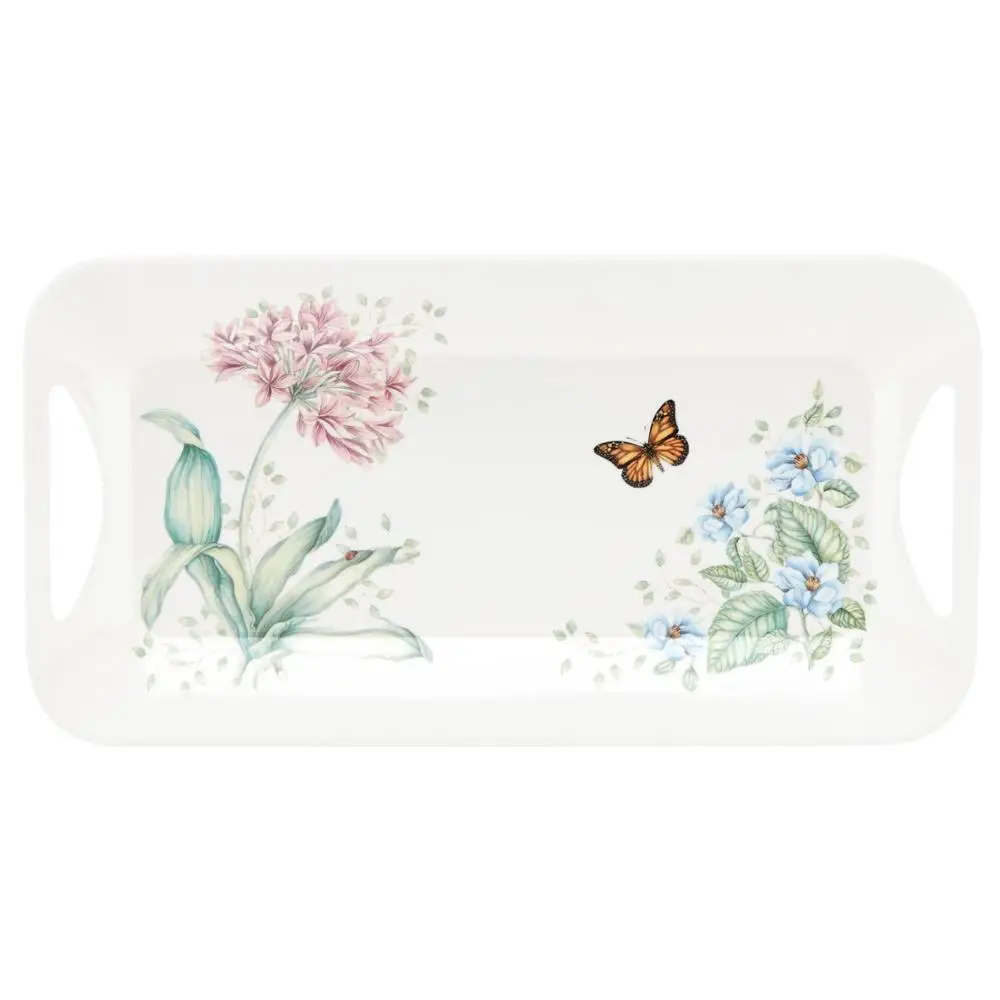 Spring Butterfly and Flower Design Non-toxic tasteless Melamine Serving Tray for Food