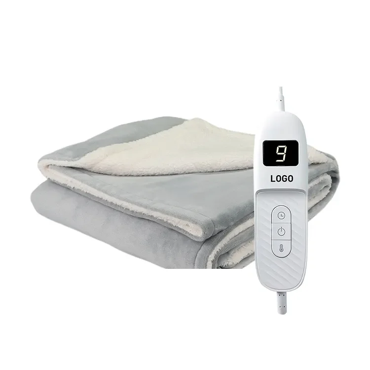 Bellavie Home Office Use Sherpa & Flannel 10 Heating Levels 8 Timer Reversible Fast Heating Blanket Heated Throw