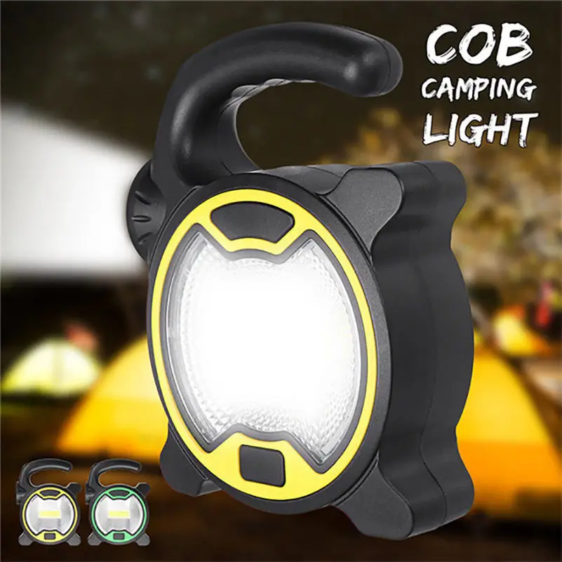 Mini Portable Led Cob Camping Flashlight Lantern Battery Power Floodlight + Side Torch Light For Outdoor Hiking Fishing Working