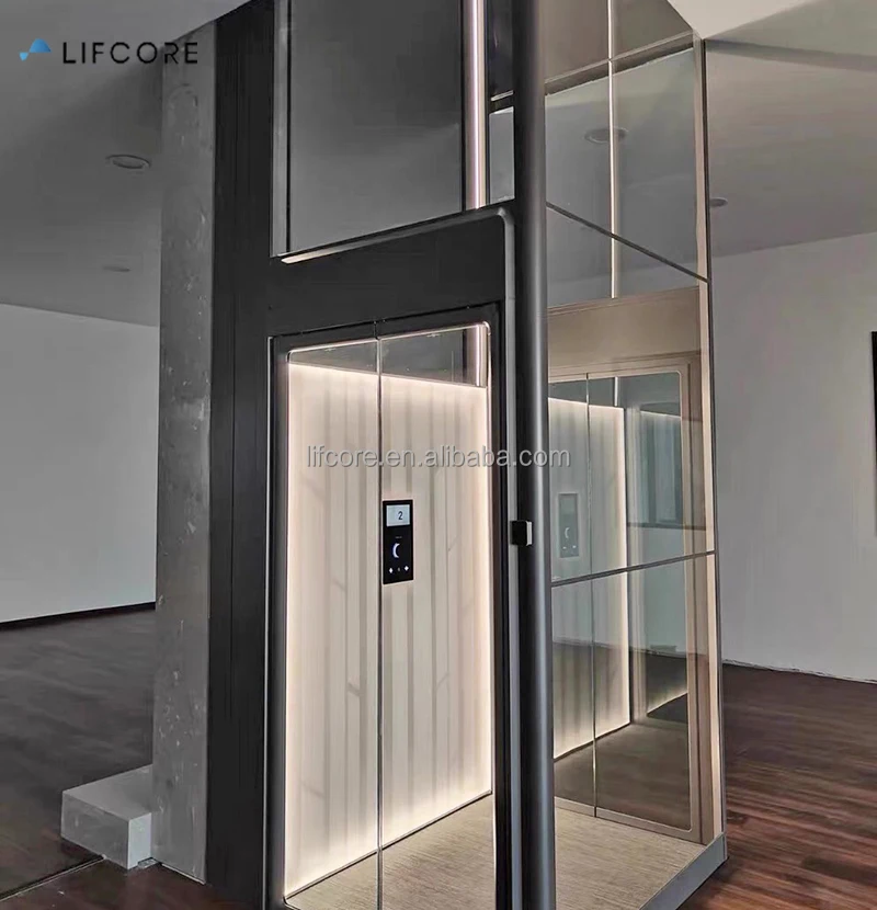 Aluminium shaft small footprint mini house lift elevators small home with safety rope
