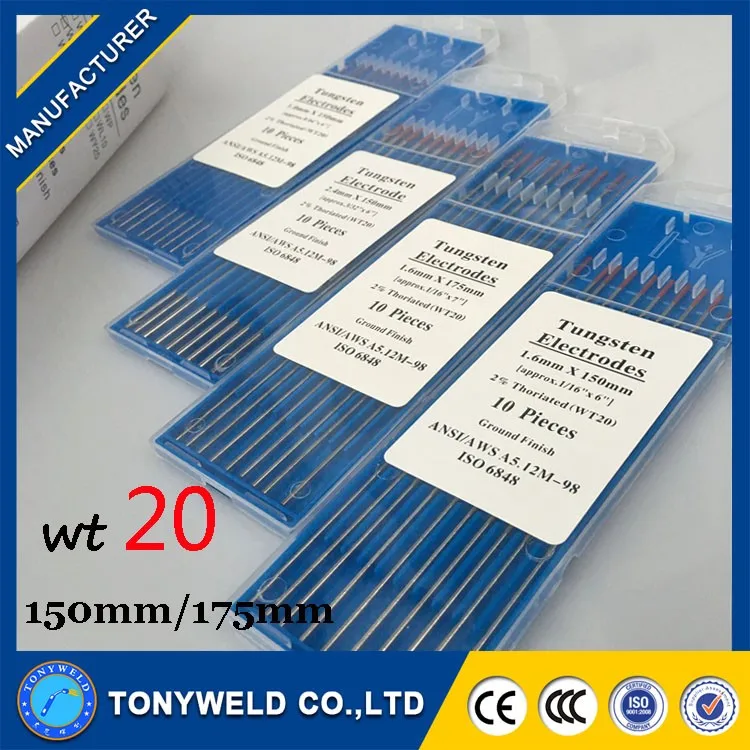 WT-20 2%Thoriated Tig Red Tungsten Electrode for 3.2*175