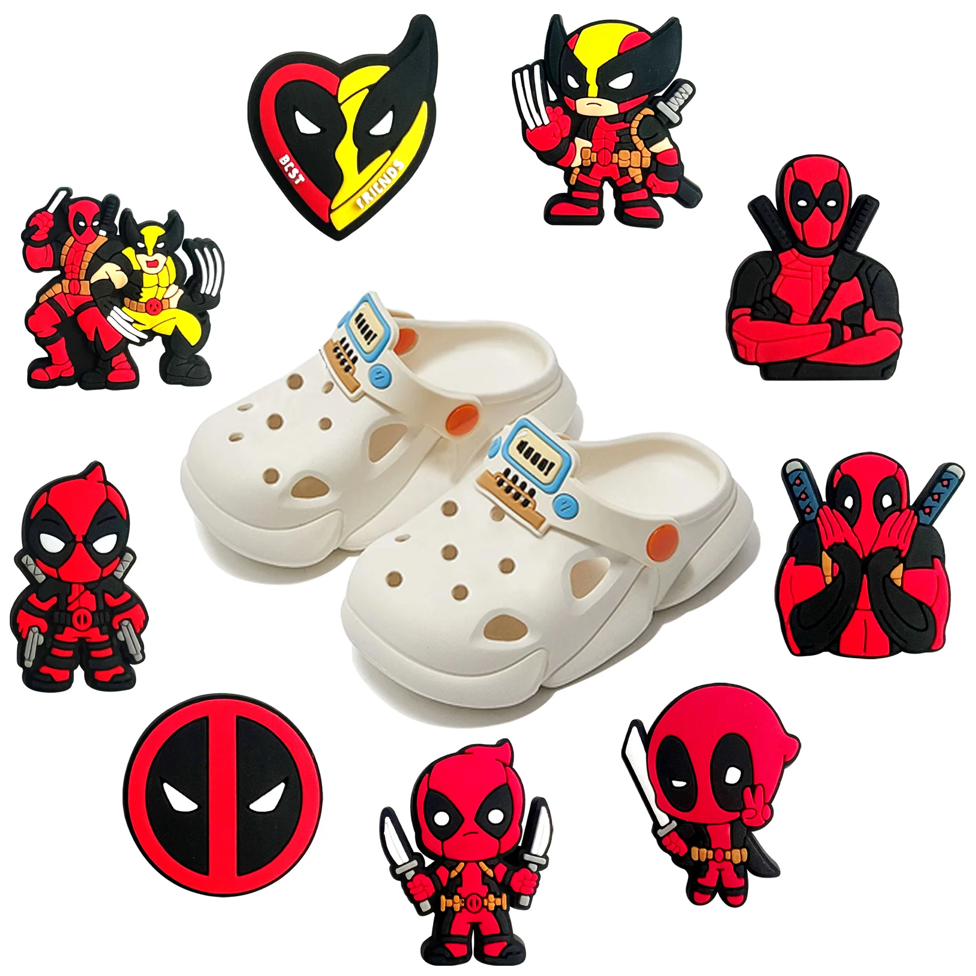 Оптовая продажа Очаровательная обувь Marvel Deadpool Wolverine с персонажем из мультфильма Дэдпул аниме супер герой для детей